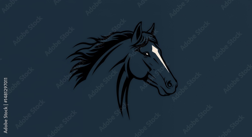 Fototapeta premium Horse Head Vector Illustration on Blue Background