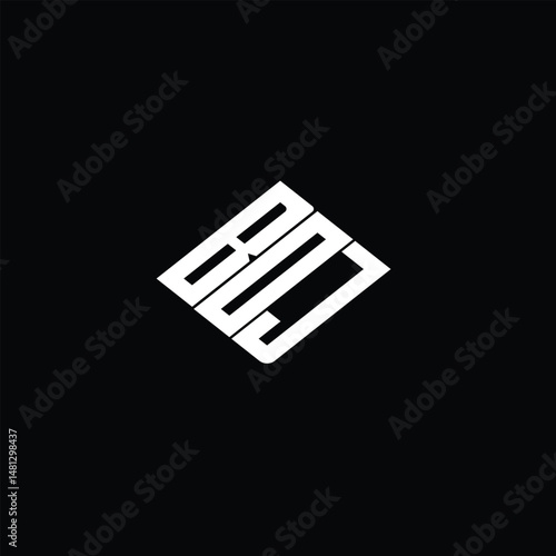 BOJ letter logo design on black background.