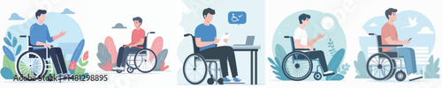 male character vector using wheelchair