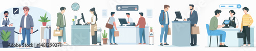 vector character man queuing at cashier
