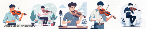 vector character man playing violin
