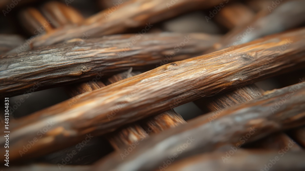 Fototapeta premium Close-Up of Brown Woven Rattan Texture