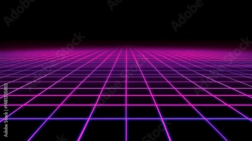 Wallpaper Mural Futuristic grid, neon pink and blue Torontodigital.ca