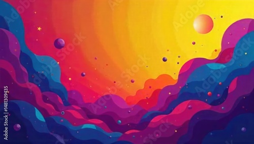 Abstract geometric shapes, vibrant colors, modern art design , texture, minimalist, geometry