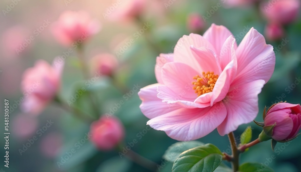 Delicate, repeating blossoms; small-scale, soft hues, floral background, botanical Delicate, repeating blossoms; small-scale, soft hues, floral background, botanical