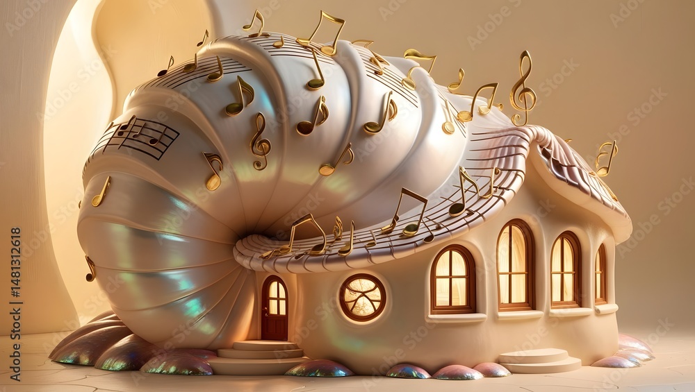 Fototapeta premium Symphony Shell House – Music-Inspired Fantasy Home