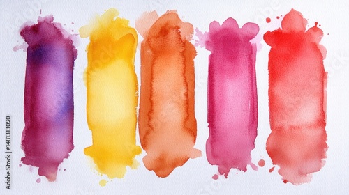 Abstract watercolor paint swatches in various vibrant colors