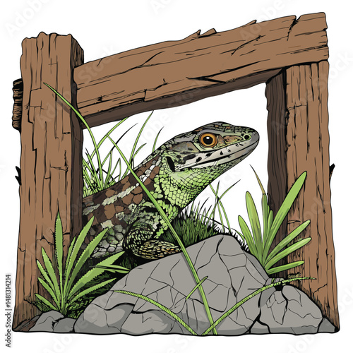 A perfectly camouflaged lizard, partially hidden within a cracked, weathered earthen wall, showcasing its remarkable adaptive coloration.