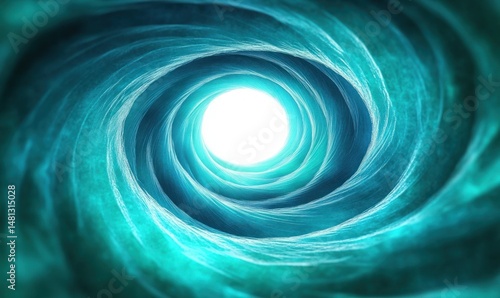 Fototapeta Naklejka Na Ścianę i Meble -  swirling blue tunnel or vortex with bright white center creating a sense of depth and motion