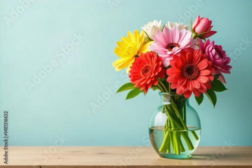 Wallpaper Mural Elegant glass vase filled with vibrant colorful flowers Perfect for home decor, spring, or floral arrangement websites , spring, colorful flowers Torontodigital.ca