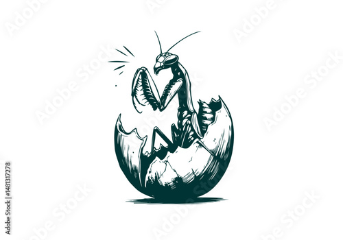 Mantis Hand Drawn Natural Illustration Vector Isolated by AZ for Books, Arts, Design and Decoration Graphic Asset