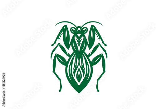 Mantis Hand Drawn Natural Illustration Stylized as Linocut Vector Isolated by AZ for Books, Arts, Design and Decoration Graphic Asset