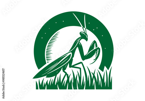 Mantis Hand Drawn Natural Illustration Stylized as Linocut Vector Isolated by AZ for Books, Arts, Design and Decoration Graphic Asset