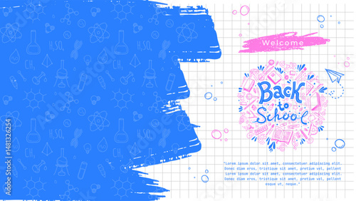 Back to School Book Paper Doodles Illustration. Back to School background with Book Paper and school supplies Doodles. Back to School Banner.