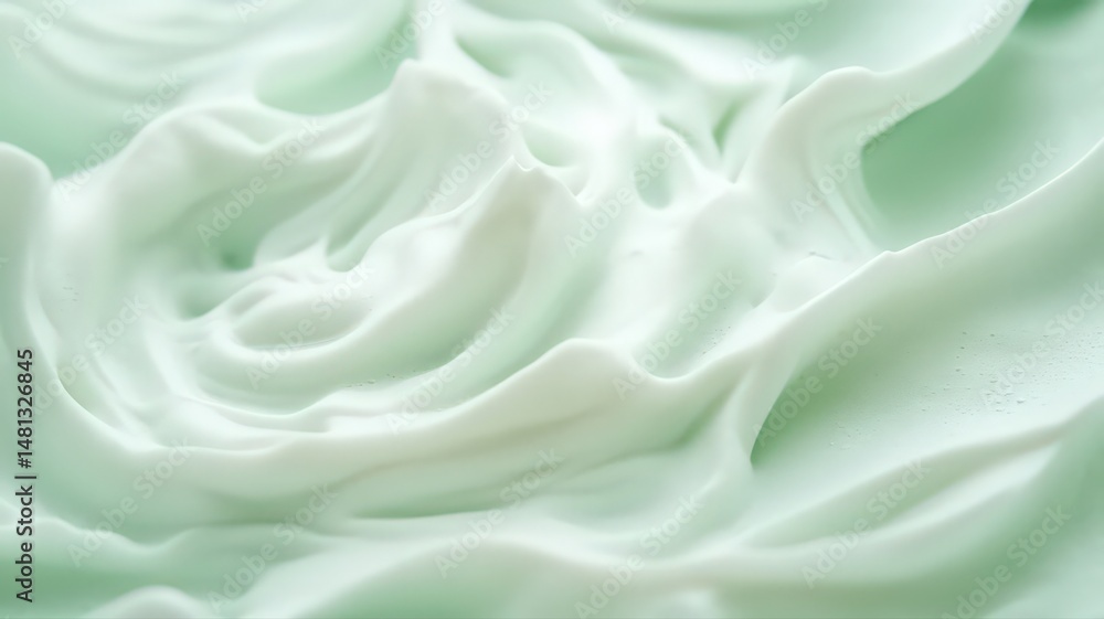 Obraz premium Close-up of Pale Green Whipped Cream Texture