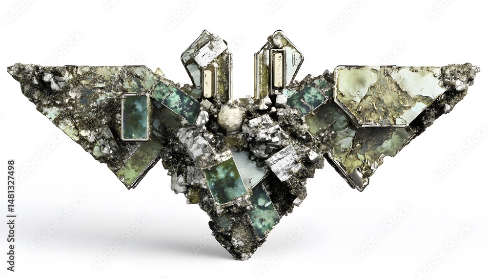 Abstract, textured decorative piece with embedded fragments. Abstract, textured decorative piece with embedded fragments.