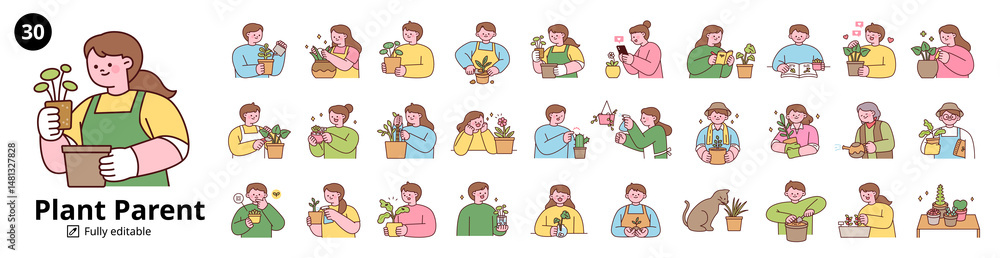 custom made wallpaper toronto digitalCute flat illustration bundle of plant lovers taking care of houseplants. Perfect for plant parents, gardening content, or eco-friendly designs