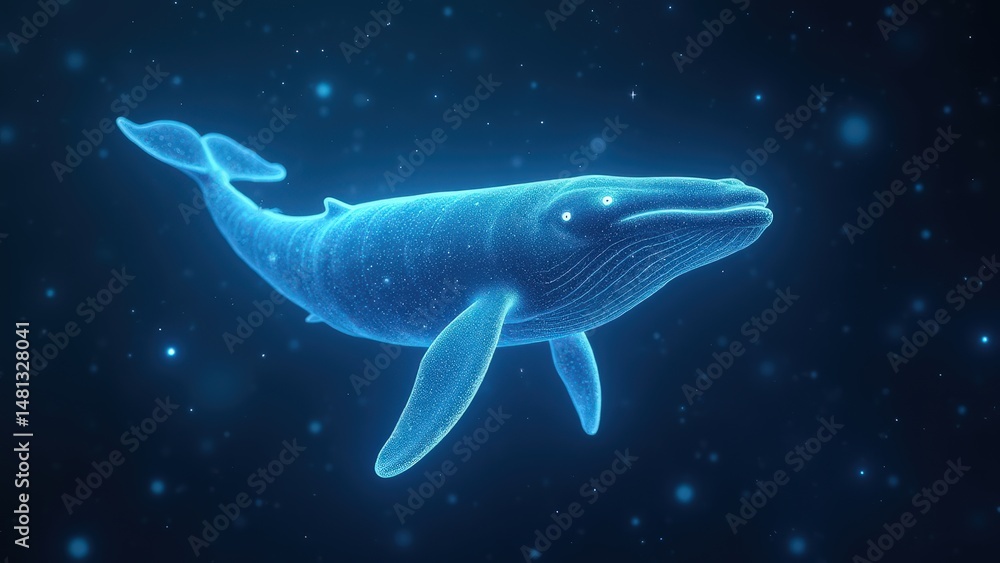 Fototapeta premium Holographic Whale in Starry Cosmos