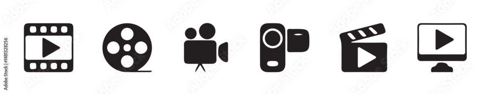 Fototapeta premium Multimedia icon set.media, camera, live, cinema, multimedia, film, handycam, clapperboard, movie, streaming.vector illustration eps 10.