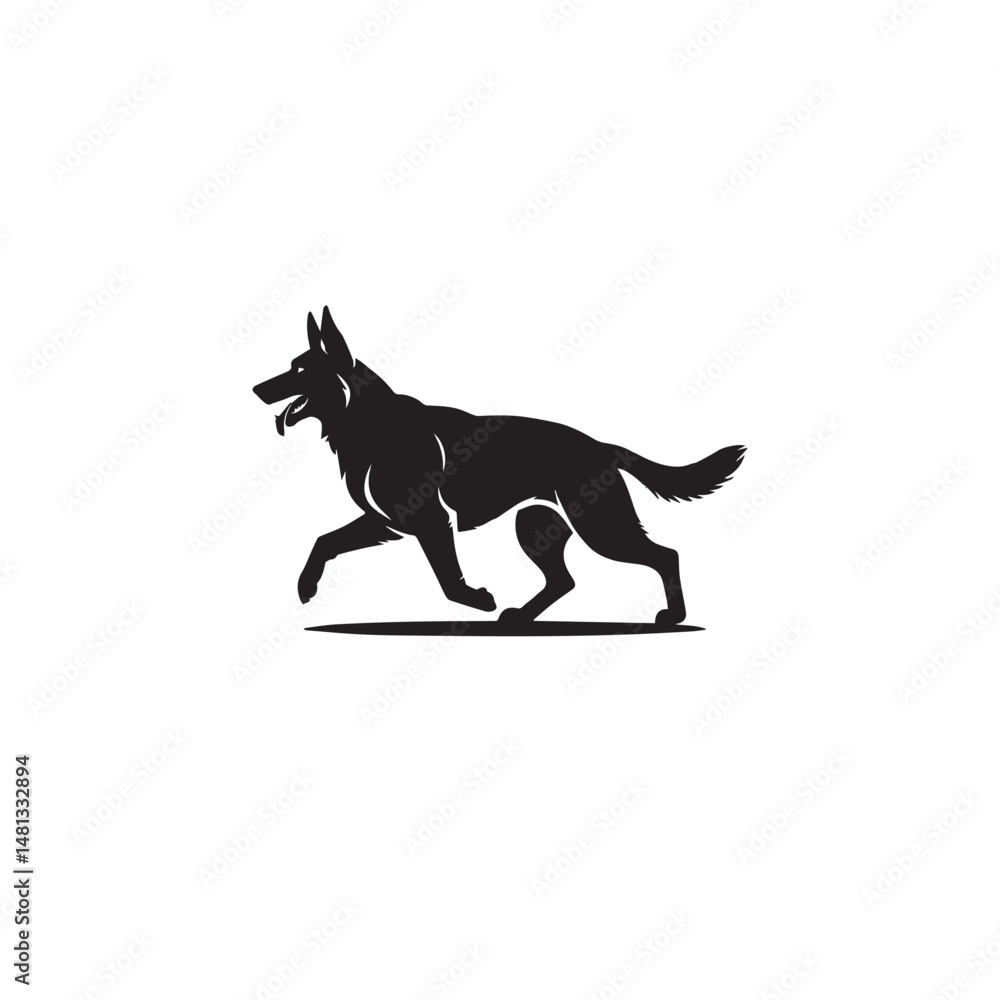 Fototapeta premium dog vector illustration silhouette with white background 