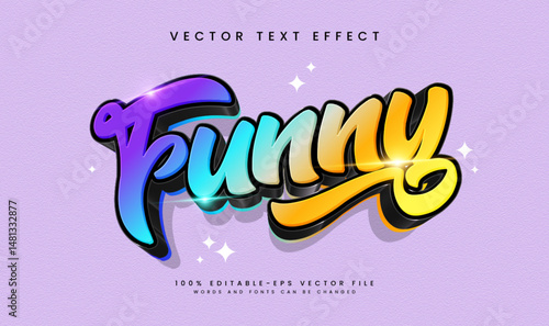 Editable 3D text effect with a fun, colorful design. Perfect for projects needing a playful vibe.