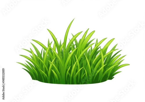 A vibrant patch of green grass isolated isolated on white background