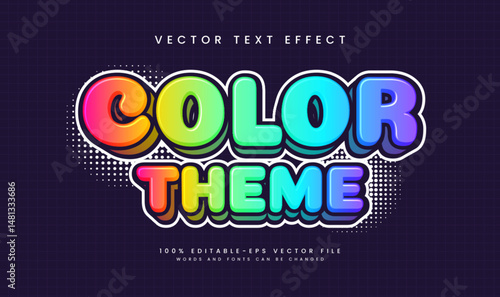 3d Colorful Editable Vector Text Effect. Suitable for Modern Theme