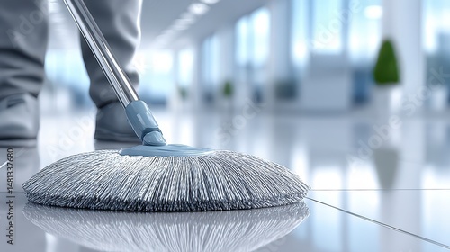 Wallpaper Mural Clean Office Floor  Janitor Mopping  Gleaming Surface  Professional Cleaning Service Torontodigital.ca