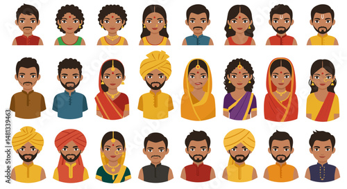 Diverse Indian People in Traditional Attire