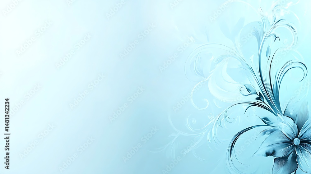 Light blue background with elegant floral design Light blue background with elegant floral design