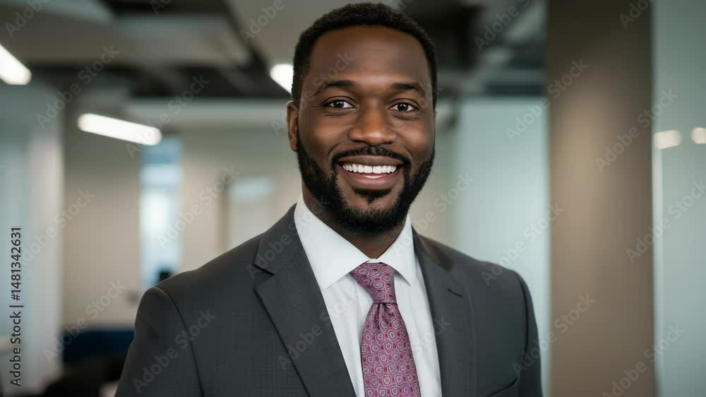 A smiling, confident African American businessman in a suit and tie. A smiling, confident African American businessman in a suit and tie.