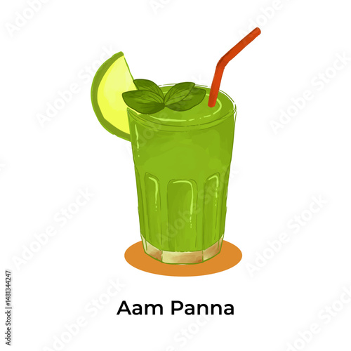 Realistic illustration of traditional Indian beverages Aam Panna
