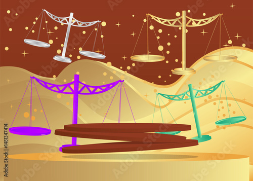 Mockup product display with Scale. Vector cylinder pedestal podium. Stage showcase for presentation. Minimal geometric forms.