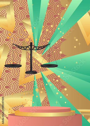 Mockup product display with Scale. Vector cylinder pedestal podium. Stage showcase for presentation. Minimal geometric forms.