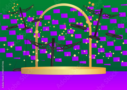 Mockup product display with Scale. Vector cylinder pedestal podium. Stage showcase for presentation. Minimal geometric forms.
