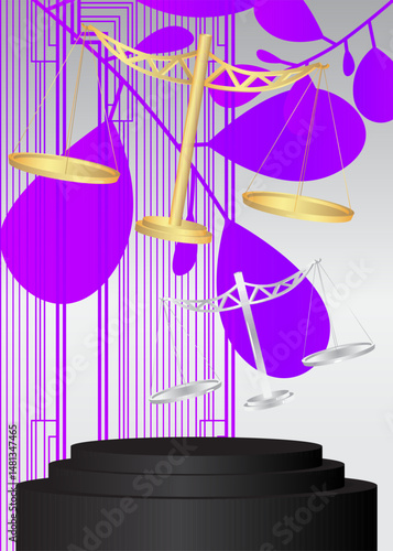 Mockup product display with Scale. Vector cylinder pedestal podium. Stage showcase for presentation. Minimal geometric forms.