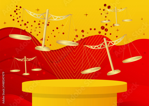 Mockup product display with Scale. Vector cylinder pedestal podium. Stage showcase for presentation. Minimal geometric forms.