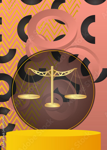 Mockup product display with Scale. Vector cylinder pedestal podium. Stage showcase for presentation. Minimal geometric forms.