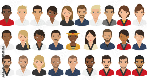 Diverse Martial Arts Students in Uniform Portraits