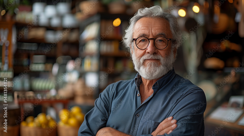 Confident Senior Man Standing in Artisan Grocery Store
Confident Senior Man Standing in Artisan Grocery Store