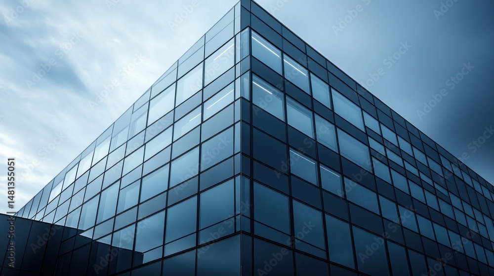 Modern office building facade against a dramatic sky. Modern office building facade against a dramatic sky.