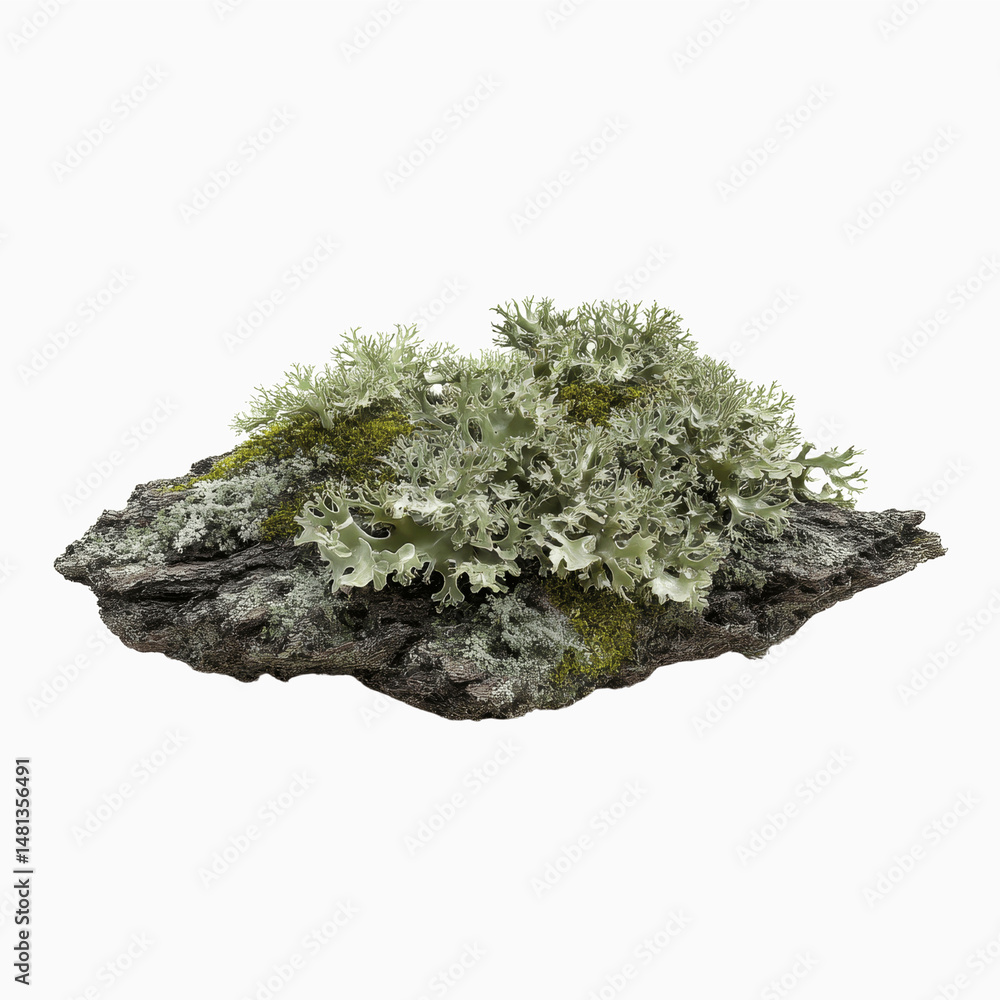 Obraz premium Lichen Covered Rock - Detailed Macro Photograph of Grey-Green Lichen on Dark Rock