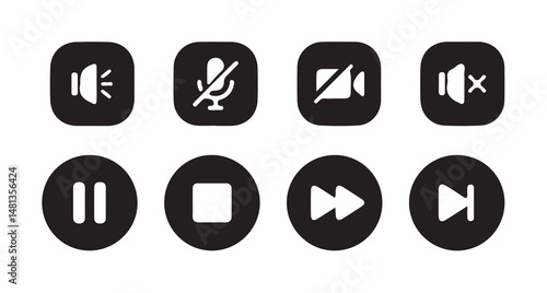 Media player control  set.Play button vector icon. Audio, volume, interface, design media player buttons. Play, pause, stop, record, forward.vector illustration eps 10.