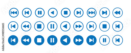 Media player icon. play symbol signs.play and pause buttons icon set.elements for video streaming app.vector illustration eps 10.