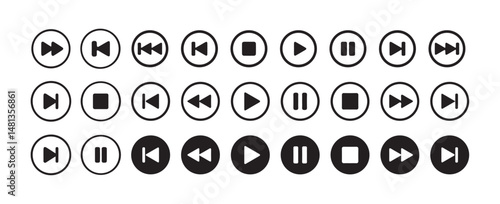 Media player icon. play symbol signs.play and pause buttons icon set.elements for video streaming app.vector illustration eps 10.