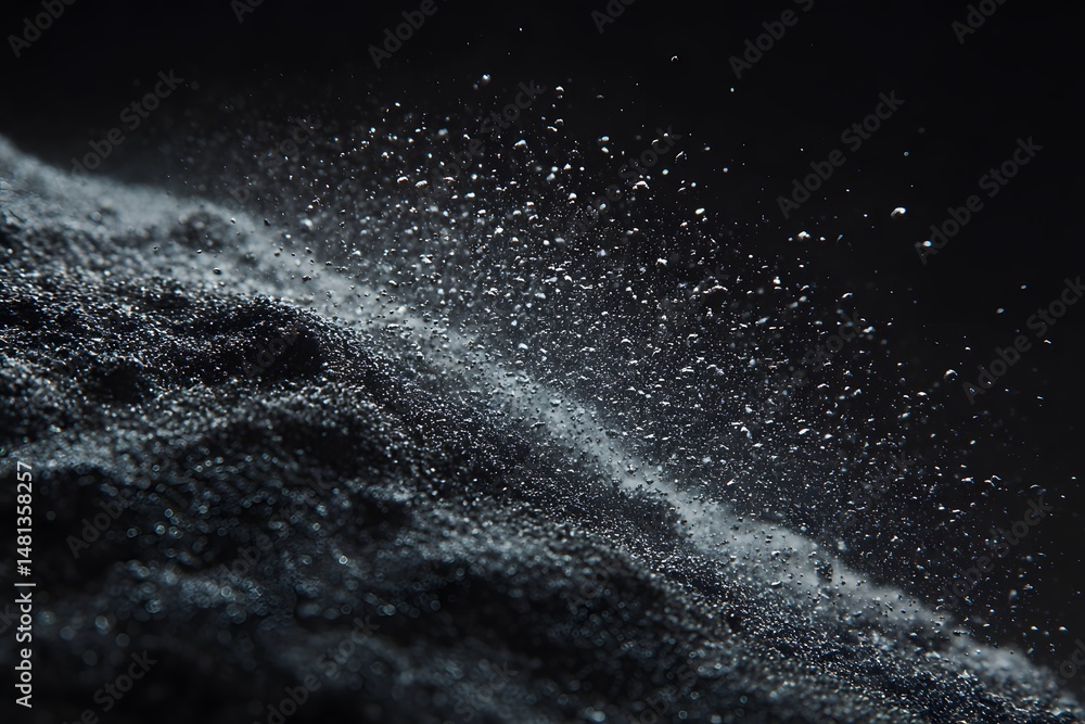 Dust Ascent: The image encapsulates a granular cloud of dust suspended in the air against a dark backdrop, capturing a sense of dynamic energy, and an enigmatic presence. Dust Ascent: The image encapsulates a granular cloud of dust suspended in the air against a dark backdrop, capturing a sense of dynamic energy, and an enigmatic presence.