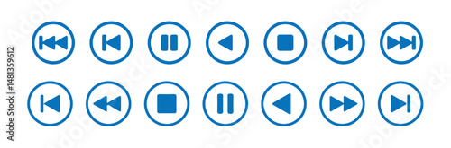 Media player icons set. Collection of multimedia icon,. Play, pause, stop, record, forward, rewind. Vector illustration eps 10.