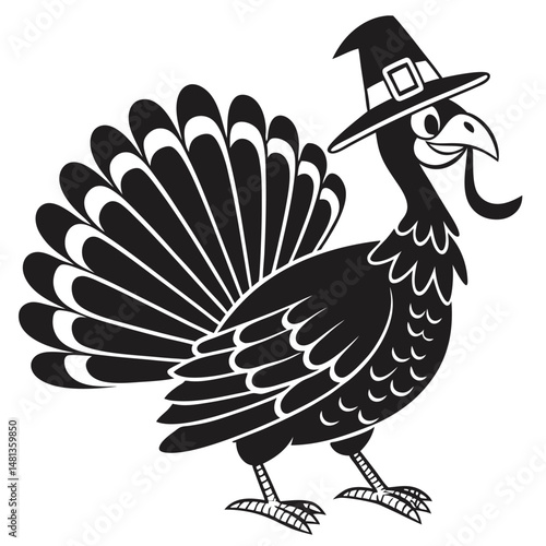 design-a-black-silhouette-vector-of-a-turkey-weari.eps