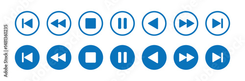 Media player icons set. Collection of multimedia icon,. Play, pause, stop, record, forward, rewind. Vector illustration eps 10.