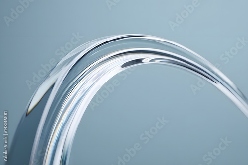 Flowing Crystal: The elegant arc of transparent water, reflecting a subtle, serene light against a clean, minimalist backdrop, embodies purity and serenity.